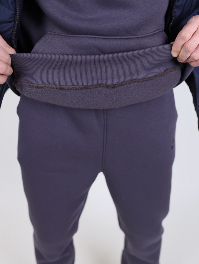 Спортивный костюм Nike тройка (худи+брюки) на флисе (Шоколадный) + жилетка (Черная), Размер 48 (L)