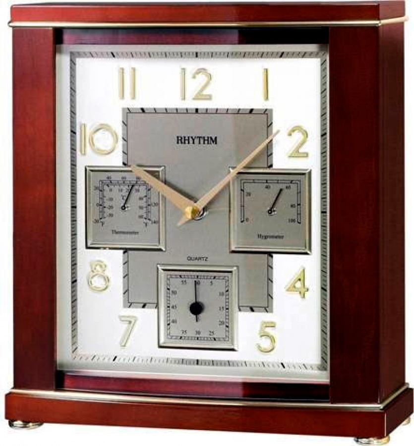 Настольные часы с термометром и гигрометром RHYTHM CRG112NR06 (Япония) (склад)