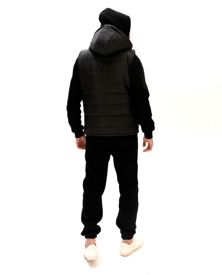 Спортивный костюм Nike тройка на флисе (Черный) + жилетка (Черная), Размер 56 (3XL)