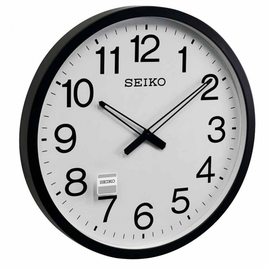 Настенные черные большие часы SEIKO QXA563KN
