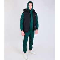 Спортивный костюм Nike тройка-2 (худи+брюки) на флисе (Зелёный) + жилетка (Черная), Размер 48 (L)