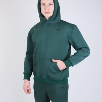 Спортивный костюм Nike тройка (худи+брюки) на флисе (Зелёный) + жилетка (Черная), Размер 48 (L)