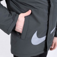 Куртка мужская зимняя утепленная Nike, серая, с капюшоном, размер 48