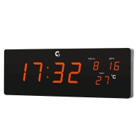 Сетевые настенные часы 2512 Red со светящимся табло и термометром
