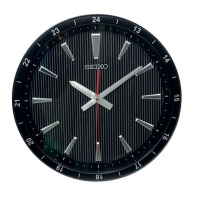 Настенные черные часы Seiko QXA802K, диаметр 35 см