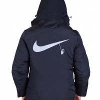 Куртка мужская зимняя утепленная Nike, темно-синяя, с капюшоном, размер 48