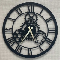 Настенные часы GALAXY Skeleton Black, 46 см, из металла