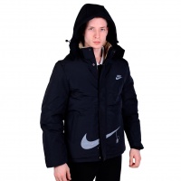 Куртка мужская зимняя утепленная Nike, черная, с капюшоном, размер 48