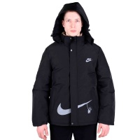 Куртка мужская зимняя утепленная Nike, черная, с капюшоном, размер 48-56