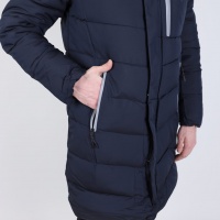Куртка мужская зимняя утепленная Nike, удлиненная, темно-синяя, с капюшоном, размер 48
