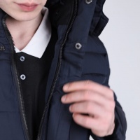 Куртка мужская зимняя утепленная Nike, удлиненная, темно-синяя, с капюшоном, размер 48