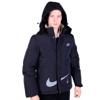 Куртка мужская зимняя утепленная Nike, темно-синяя, с капюшоном, размер 54